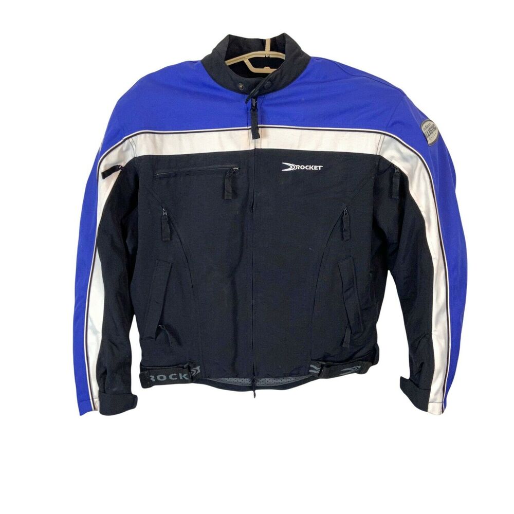 Motorcycle Armored Jacket Joe Rocket Mens Black White Blue Ballistic Series Sz L